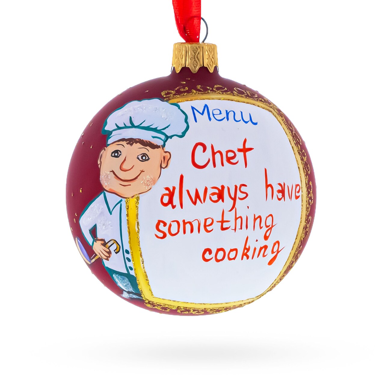 Culinary Artist Chief Handcrafted Glass Ball Christmas Ornament 3.25 Inches